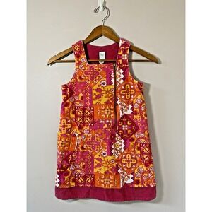 Garnet‎ Hill Dress Girls Size 8 Pink Orange Soft Corduroy Brass Front Zip Sheath